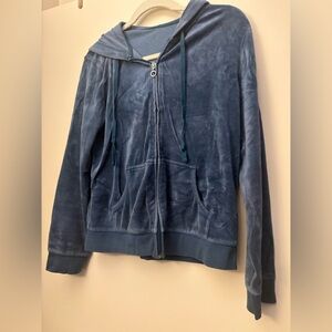 Navy-Teal Velvet Hoodie